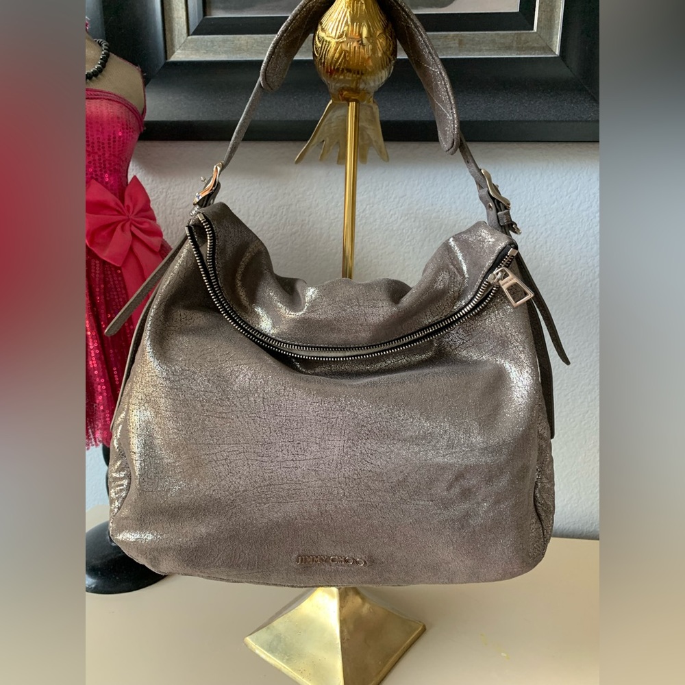Jimmy Choo Lindsay silver hobo bag new retail $2090